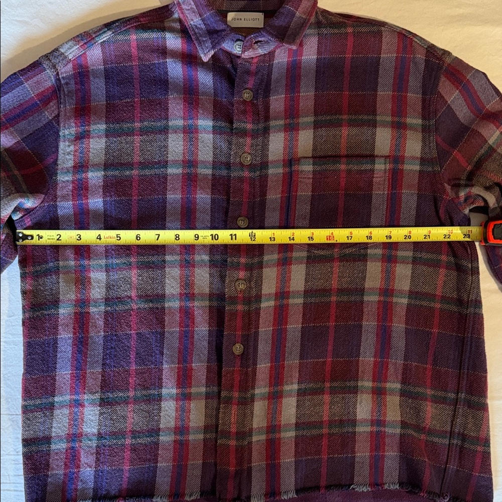 John Elliott Plaid Button-Down Shirt in Purple and Red - Picture 10 of 11